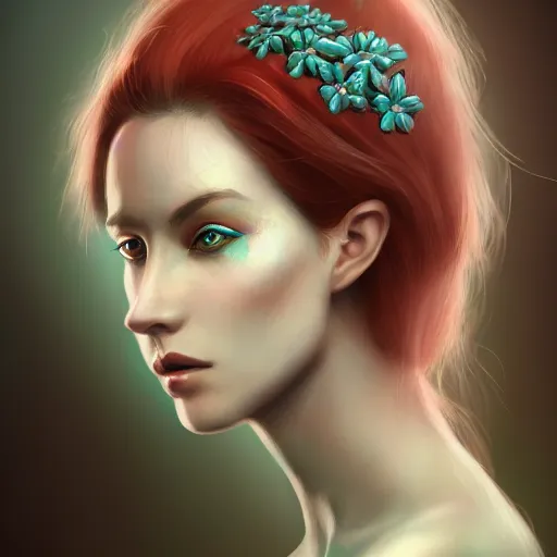 Prompt: character concept portrait of a woman with pale face, flowerpunk, intricate, elegant, digital painting, concept art, smooth, focus,