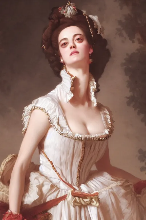 Image similar to kaya scodelario as marie antoinette, traditional corsican, intricate, highly detailed, artstation, illustration, jurgens, rutkowski, bouguereau