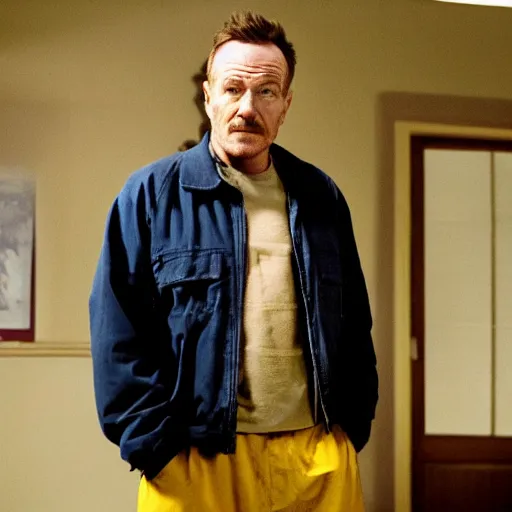 Image similar to a movie still shot of bryan cranston as jesse pinkman