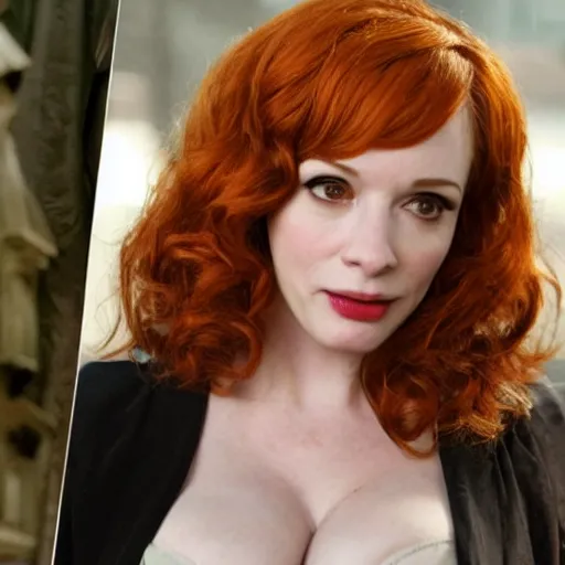 Prompt: from city of gold as christina hendricks, realistic,