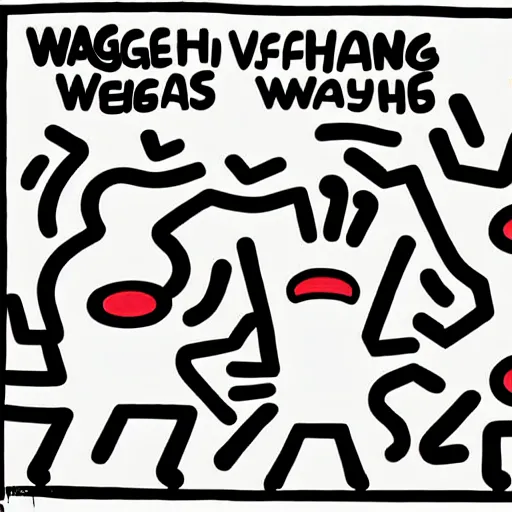 Prompt: wagyu beef sandwich, illustration by keith haring