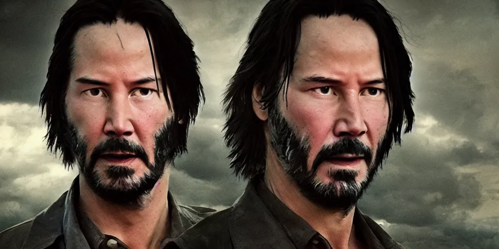 Prompt: old keanu reeves in Logan, cinematic, ultrawide angle