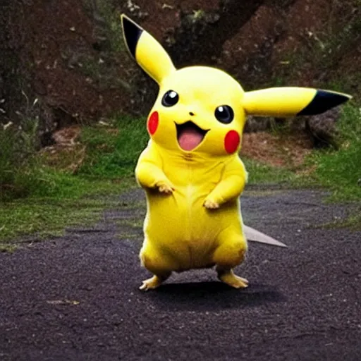 Prompt: Real life Pikachu using thunderbolt move, national geographic