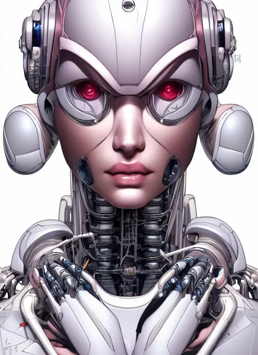 Image similar to portrait of a beautiful cyborg woman by Yukito Kishiro, biomechanical, hyper detailled, trending on artstation