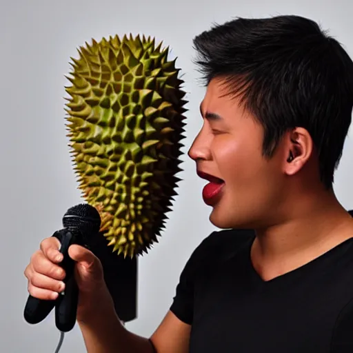 Prompt: two durian as a singer