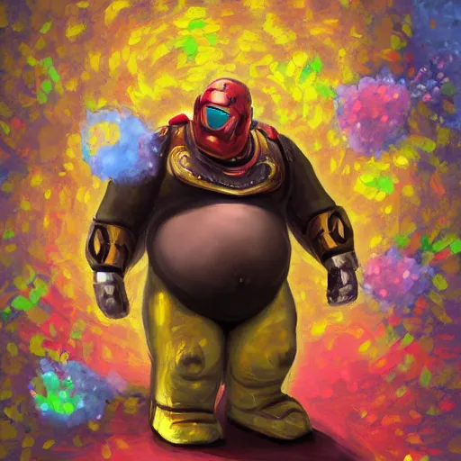 Prompt: portrait of morbidly obese Ironman struggling to fly, colorful metal, bright metal, silver metal, flowers, brushwork, Golden embers flying,vivid color.digital 2D, painterly style, cinematic matte Illustration,trending on pixiv and artstation.Fantastic depth-of-field effect in Bacnground,by Wlop,Mika Pikazo，Yoneyama Mai，Makoto Shinkai, VOFAN