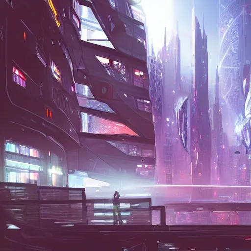 Image similar to a futuristic city, cyber punk