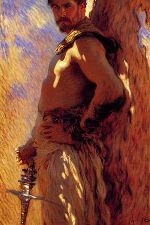 Image similar to attractive male, game of thrones, painting by, gaston bussiere, craig mullins, j. c. leyendecker, claude monet
