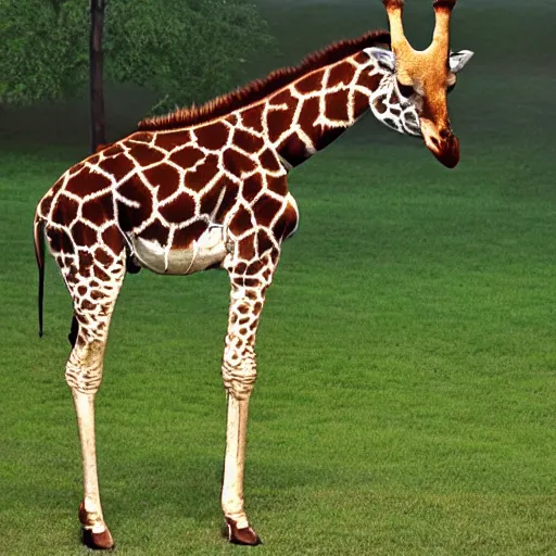 Prompt: a giraffe with sunken black spots, recessed, skeletal