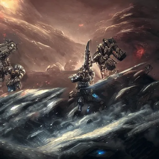 Image similar to Astartes marine in battle, stunning, concept art, intricate, highly detailed, realistic, epic