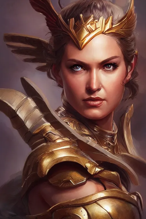 Image similar to amazon valkyrie athena, d & d, fantasy, portrait, highly detailed, headshot, digital painting, trending on artstation, concept art, sharp focus, illustration, art by artgerm and greg rutkowski and magali villeneuve