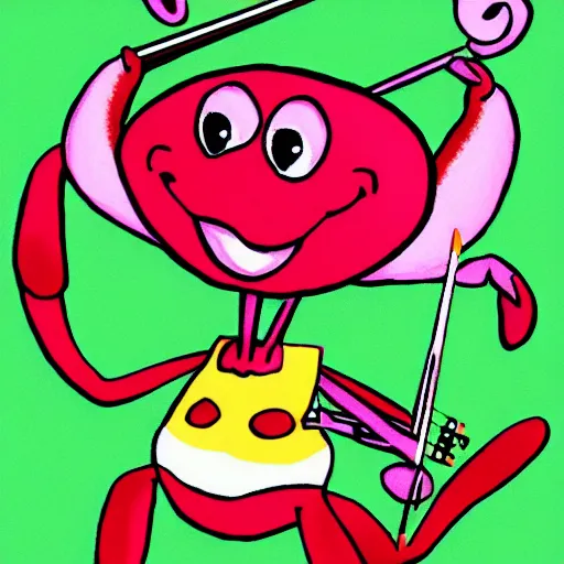 Image similar to cartoon happy crab with a violin