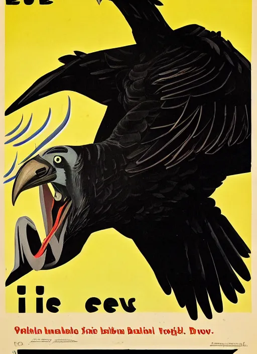 Image similar to balck Vulture with one lightning bolts in 1940s propaganda poster