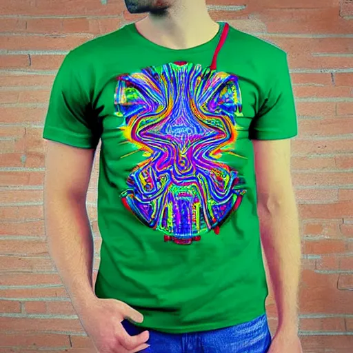 Prompt: trippy t - shirt design