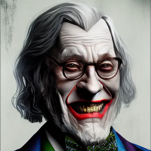 Image similar to Professor Dumbledore is the Joker, hyperdetailed, artstation, cgsociety, 8k