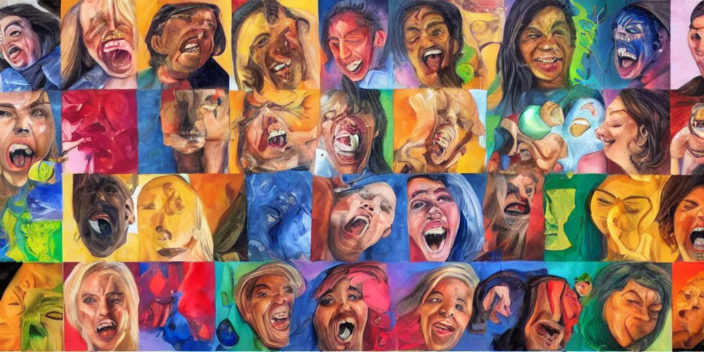 Prompt: hyper realistic painting of all the emotions a person can have