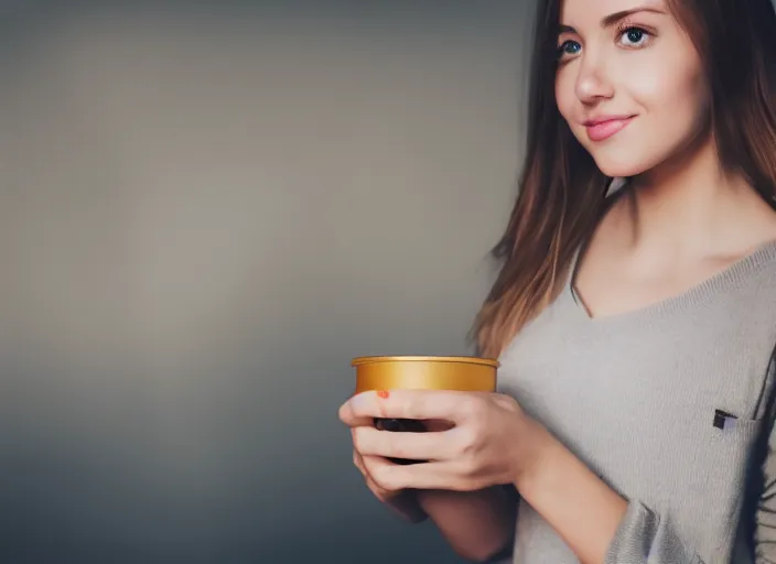 Image similar to Beautiful girl holding a cup of coffee, cinematic, very high quality, 8k