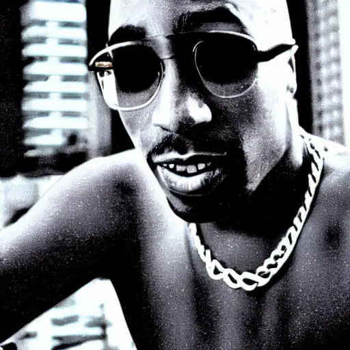 Image similar to Tupac Shakur, screenshot from a 2012s anime