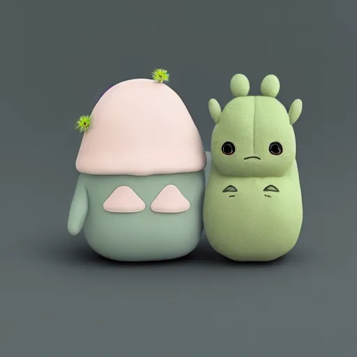 Image similar to cactus, plush, Totoro, soft render, dreamlike, pastel Ilya Kuvshinov