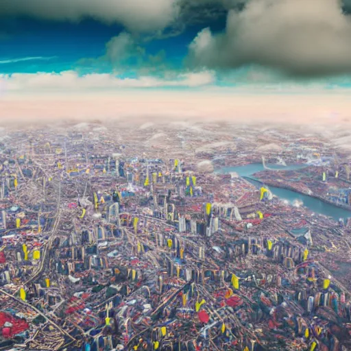 Image similar to candy city in the clouds