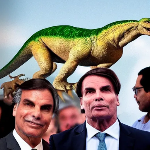 Image similar to Jair Bolsonaro as a dinosaur