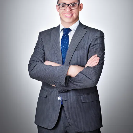 Image similar to corporate portrait, junior sales executive, employee of the year, professional studio lighting