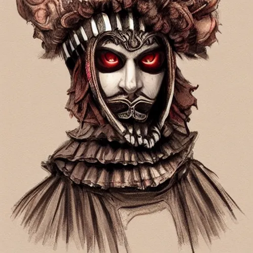 Image similar to dark character design inspired by venice carnival, concept art, smooth