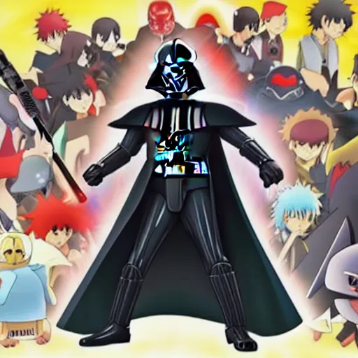 Image similar to Darth Vader in the anime Pokémon movie, film still