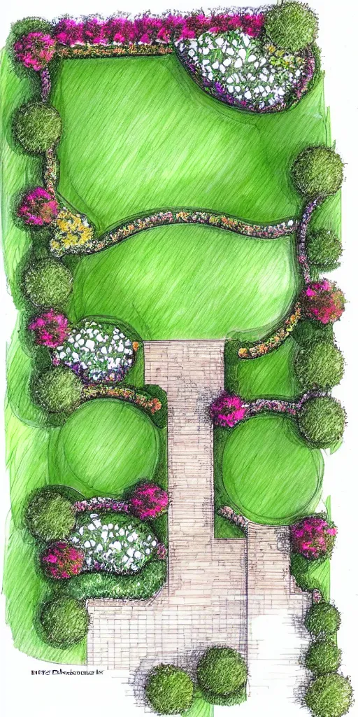 Image similar to beautiful garden plan, overhead plan sketch, garden design by, del buono gazerwitz landscape architecture