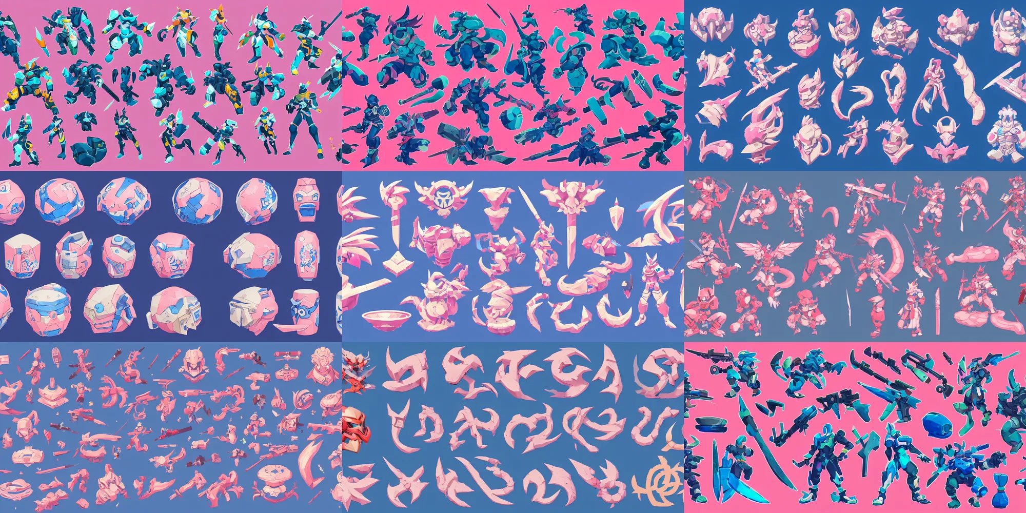 Prompt: game asset of japanese ceramic decals, in gouache detailed paintings, props, stylized, 2 d sprites, kitbash, arcane, overwatch, blue and pink color scheme, 8 k, close up