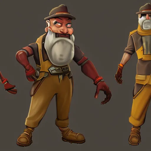 Prompt: character art of the engineer from team fortress 2, video game character art, concept art,
