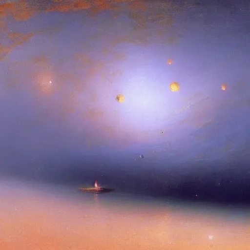 Prompt: Liminal space in outer space by Ivan Aivazovsky