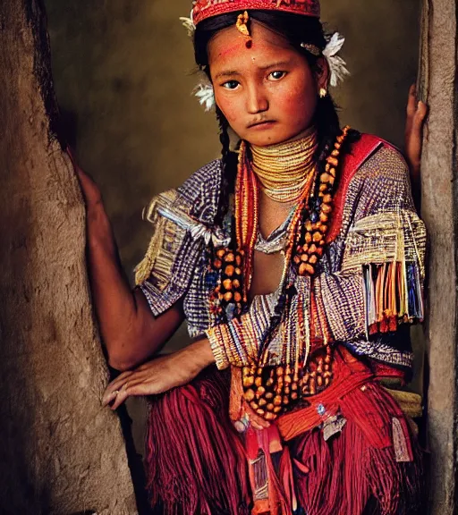 Image similar to portrait_photo_of_a_stunningly beautiful_nepalese_maiden, 19th century, hyper detailed by Annie Leibovitz, Steve McCurry, David Lazar, Jimmy Nelsson, professional photography