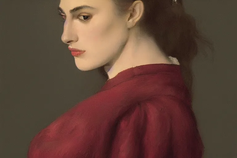 Image similar to beautiful portrait of kira knightley painted by vermeer