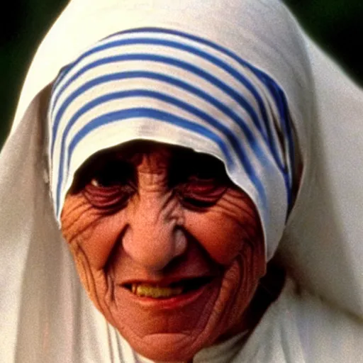 Image similar to A still of Mother Teresa as Rambo in Rambo First Blood