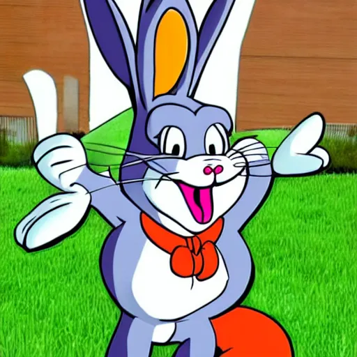 Image similar to bugs bunny as big chungus in real life