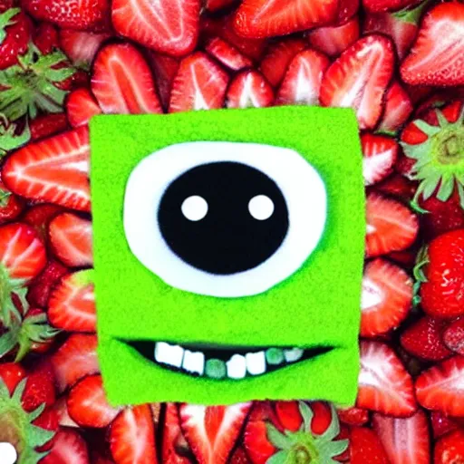 Image similar to strawberry creature with multiple eyes