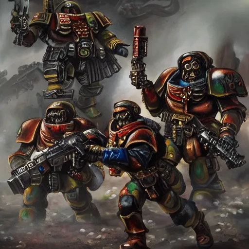 Prompt: photo of reasonable marines from warhammer 40k, detailed, realistic, artstation