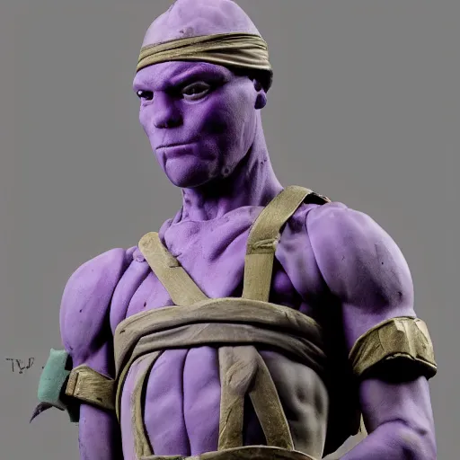 Image similar to donatello from the teenage mutant ninja turtles sculpted by donatello the renaissance artist, marble, cinematic, high details