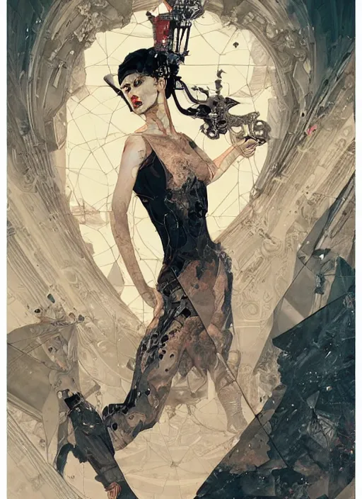 Image similar to strong women, eun emerging from renaissance italy into a cyberpunk mutiversal realm by conrad roset, nicola samuri, dino valls, m. w. kaluta, jakub rebelka, rule of thirds, seductive look, beautiful