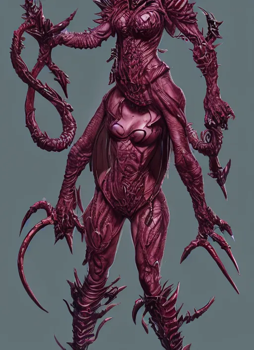 Image similar to a detailed full body portrait of a demonic female tiefling, diablo 4 lilith, mutation, by yusuke murata, by hiroya oku, trending on artstation