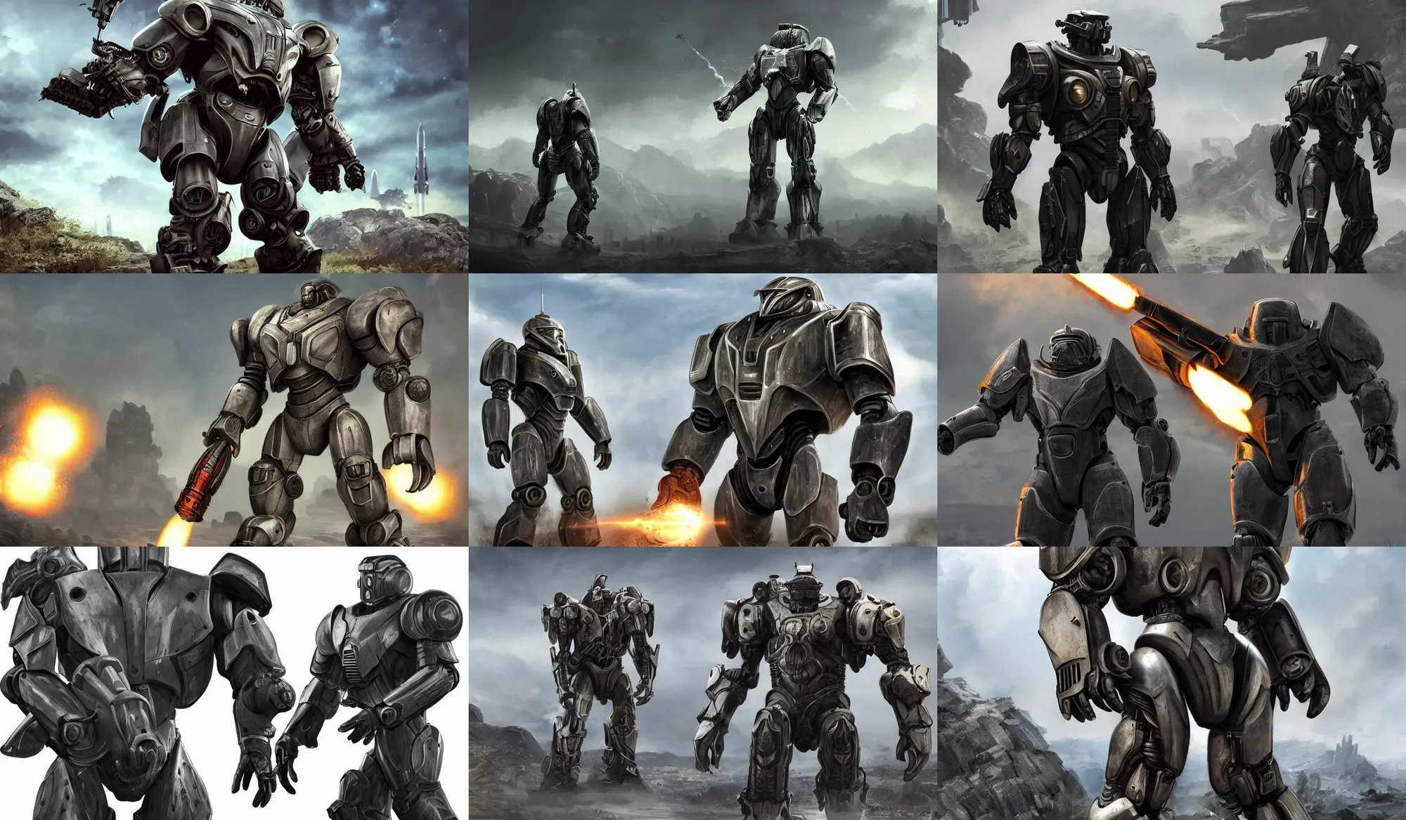 Prompt: Full body single character techno organic power armor with a large draconic rocket launcher on the shoulder, action scene, fight scene, good value control, high quality, 4k, ultra realistic, highly detailed, illustration, promotional image, matte painting, rule of thirds, centered, cinematography