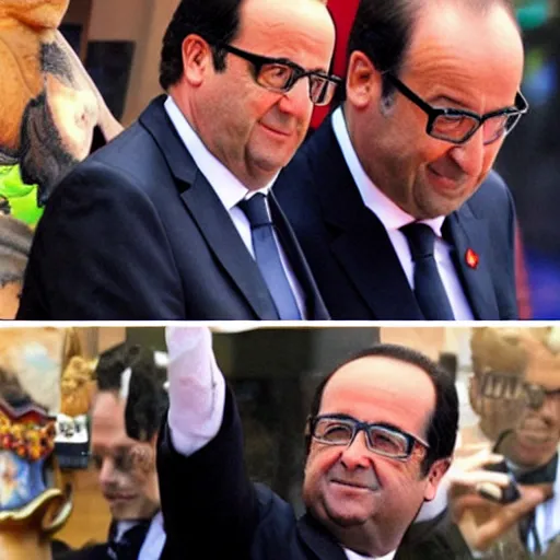 Image similar to François hollande is goku from dragon ball Z