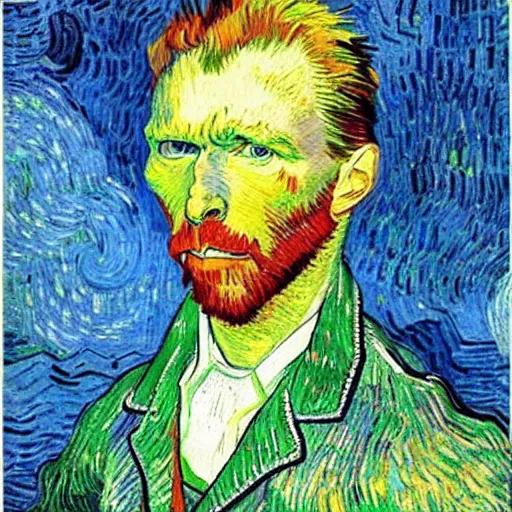 Image similar to giga chad portrait, van gogh style