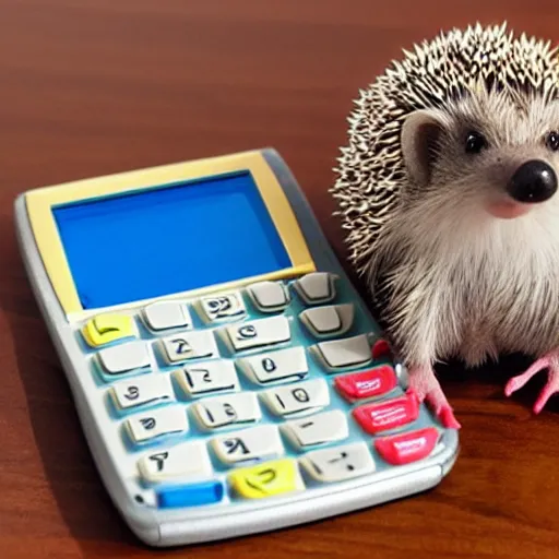 Image similar to a hedgehog using a calculator