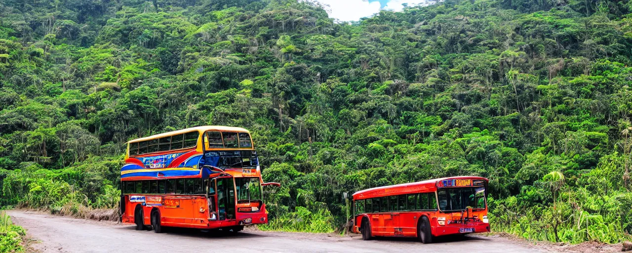 Image similar to a bus in colombia jungle road