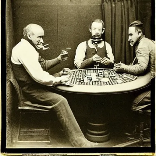 Image similar to “dogs playing poker and smoking, 1900’s photo”