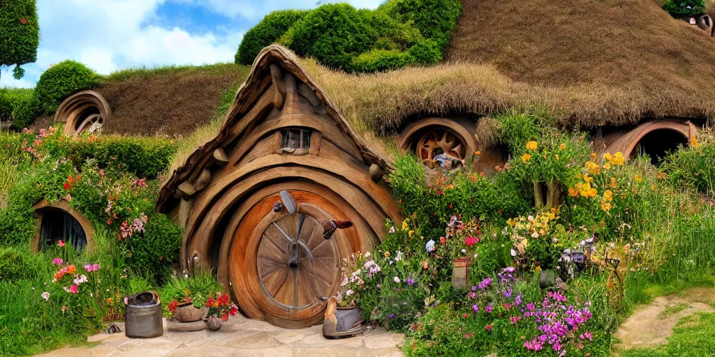 Prompt: hobbiton in the style of studio ghibli, film still