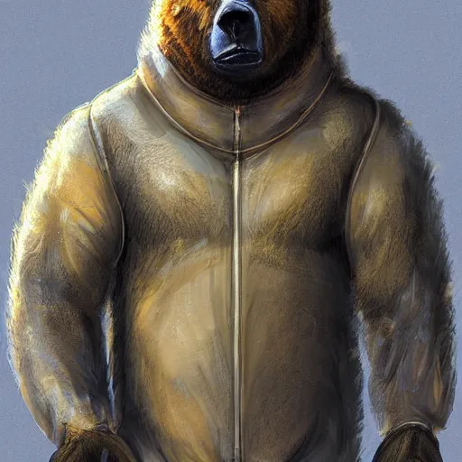 Prompt: portrait of bear beast-man wearing a hazmat suit, digital art, concept art, highly detailed, sharp focus