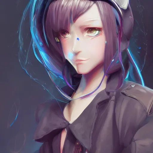 Image similar to character concept art of an anime hacker goddess | | cute - fine - face, pretty face, fangs, realistic shaded perfect face, fine details by stanley artgerm lau, wlop, rossdraws, james jean, andrei riabovitchev, marc simonetti, and sakimichan, tranding on artstation